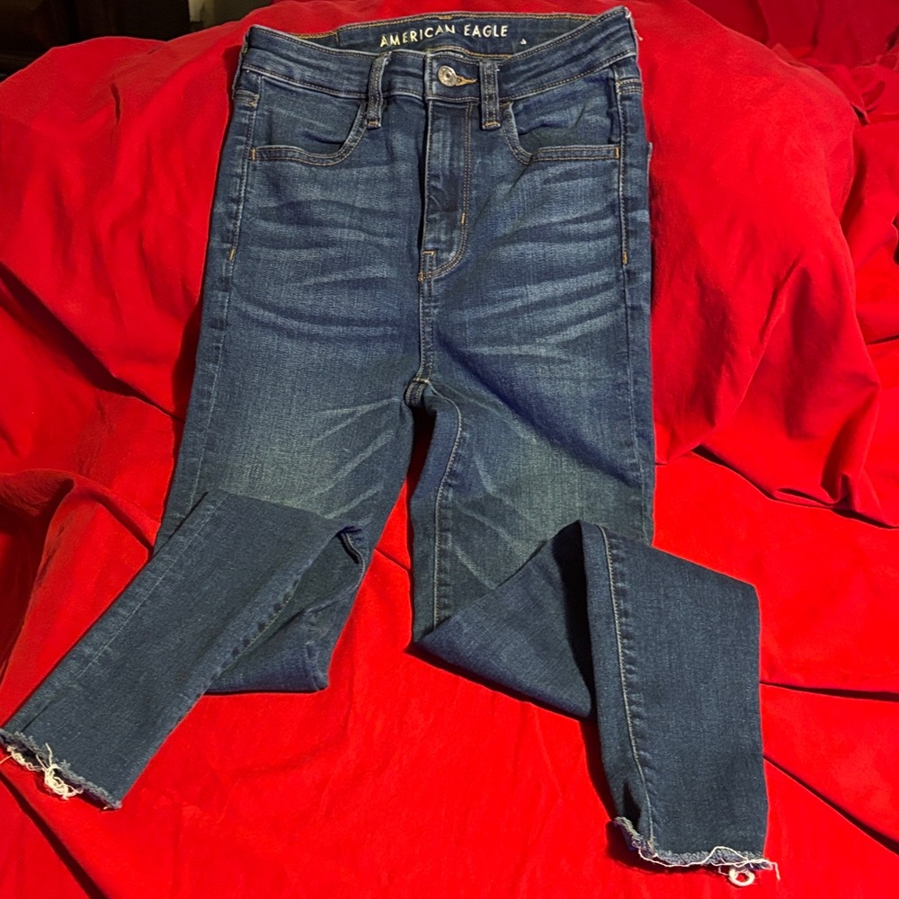 American Eagle Outfitters Women's Dark Blue Ankle Jeans
